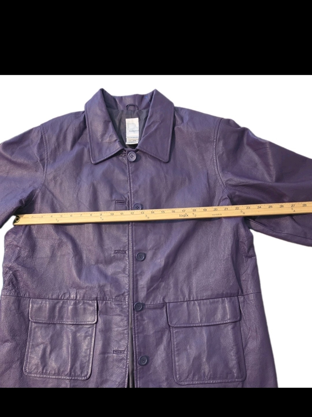 Roaman's Purple Leather Button-Front Jacket - Picture 10 of 13